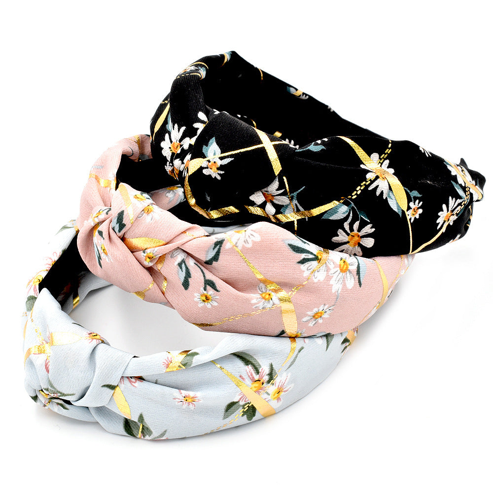 Wholesale Gold Daisy Flower Fabric Headband